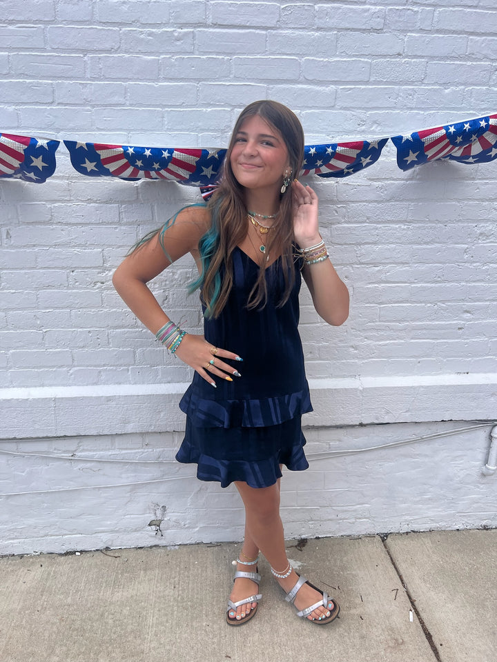 Celebration Navy Ruffle Dress