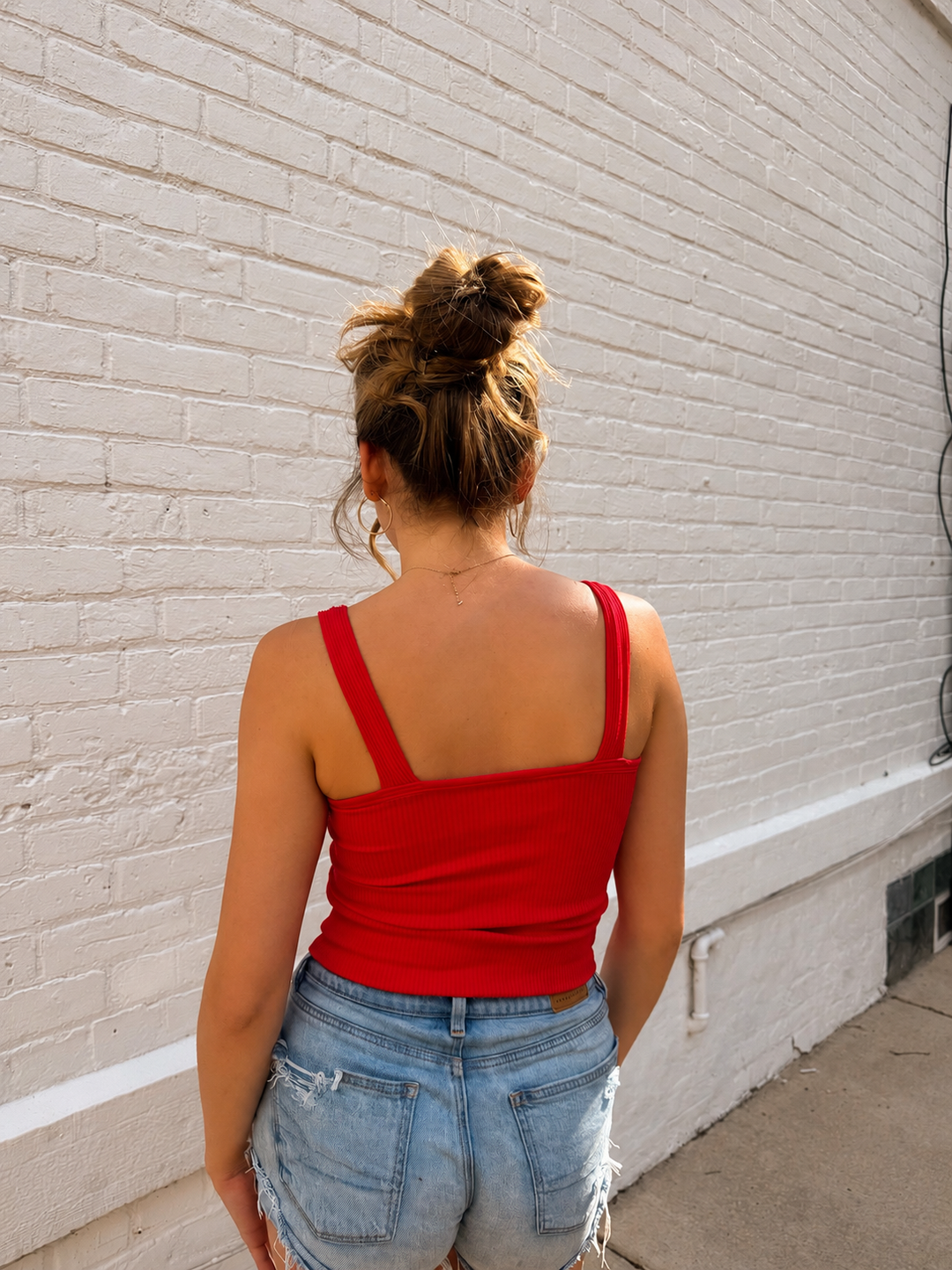The Bailee Ribbed Cami in Red