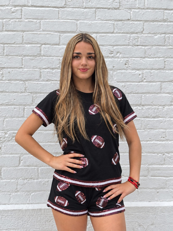 Under the Lights Sequin Football Shorts