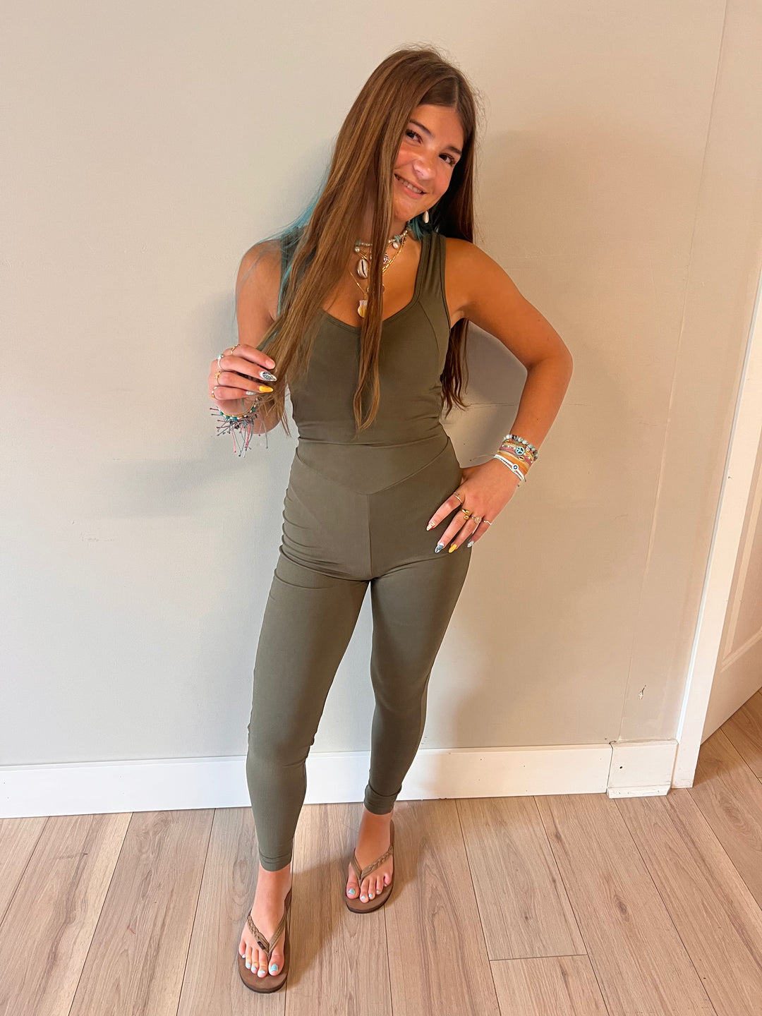 Tummy Control Bodysuit in Olive